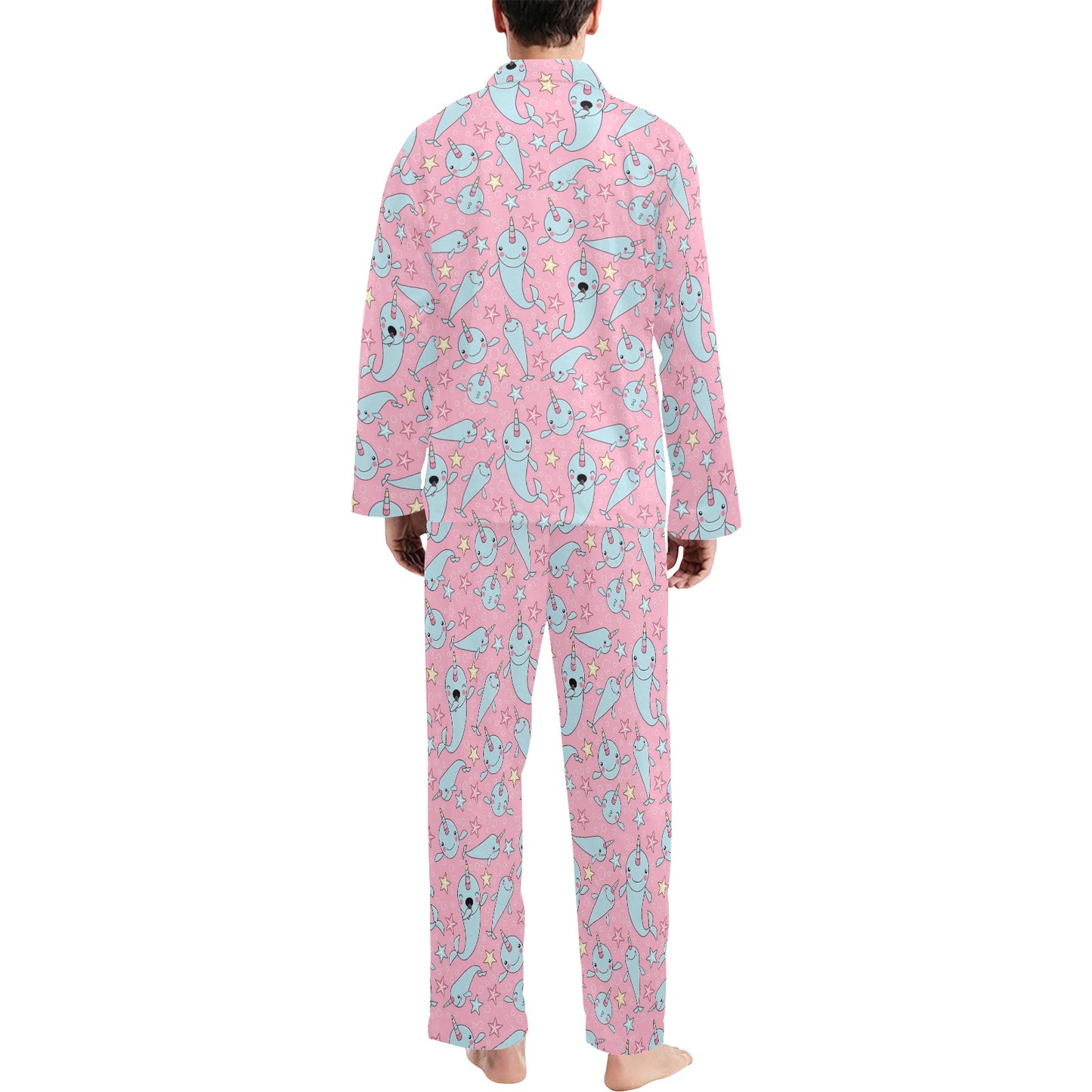 Narwhal Cartoon Cute Print Men's Long Pajama Set