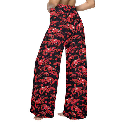 Shrimp Print Design LKS303 Women's Wide Leg Lounge Pants