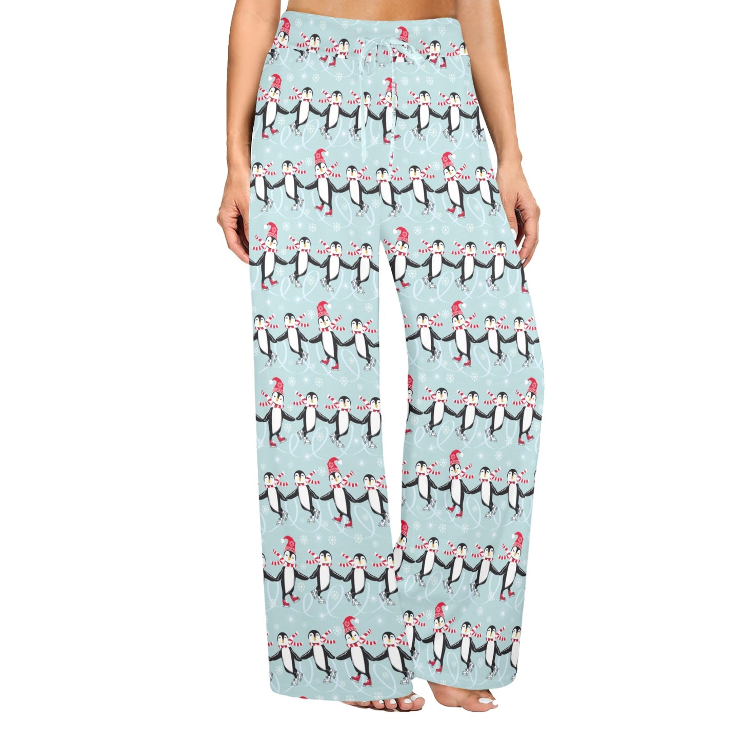 Penguin Sking Design Women's Wide Leg Lounge Pants