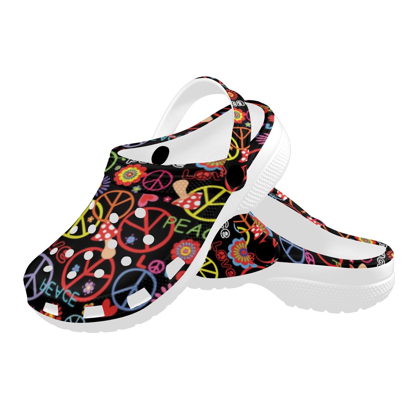 Peace Sign Colorful Design Print Unisex Clogs Shoes