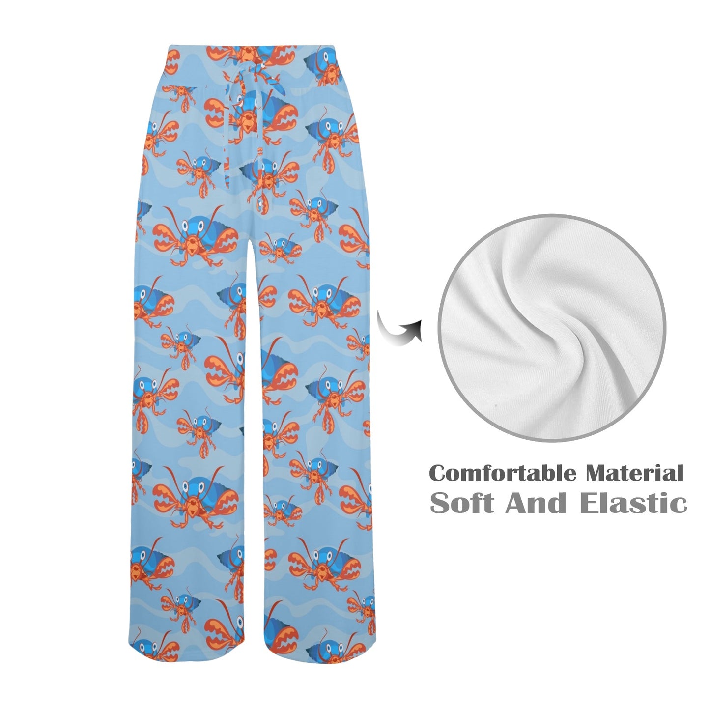 Hermit Crab Design Print Pattern JJ0339 Women's Wide Leg Lounge Pants
