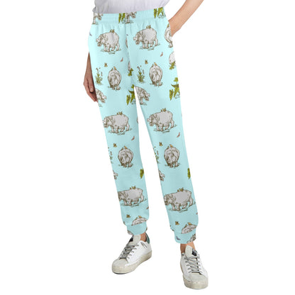 Hippo Design Print Pattern JJ0348 Women's Casual Track Pants