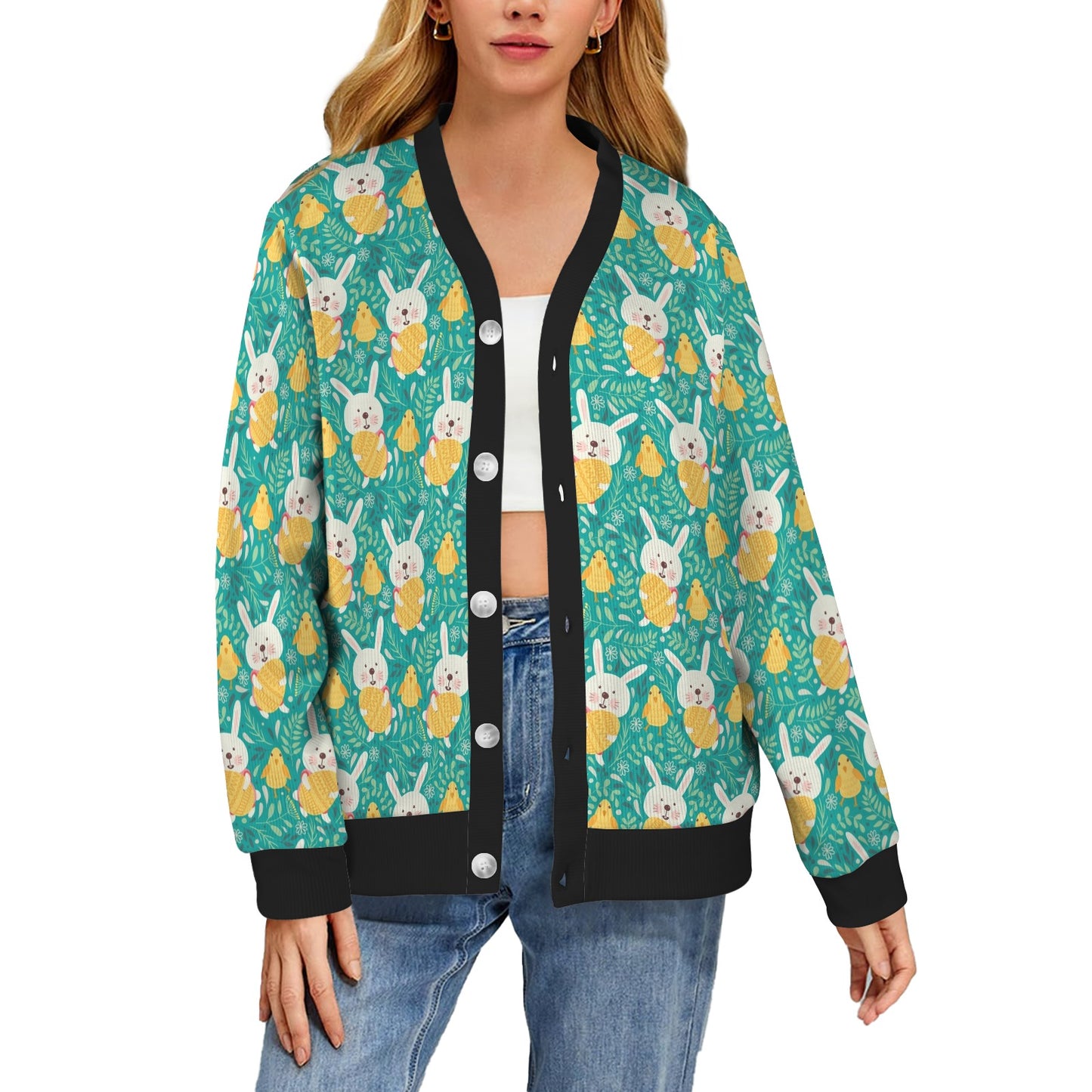 Easter Eggs Pattern Print Design RB02 Women's Cardigan