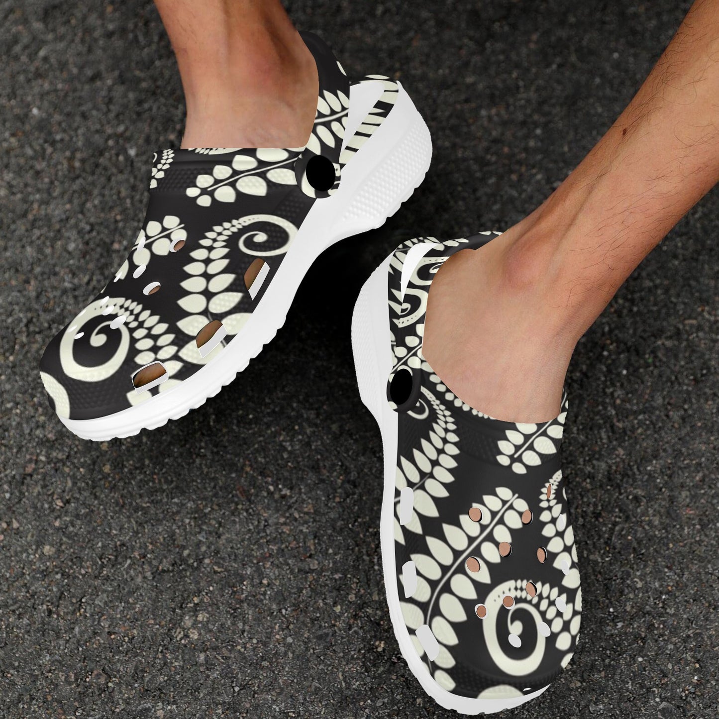 Fern Leave Print Pattern Unisex Clogs Shoes