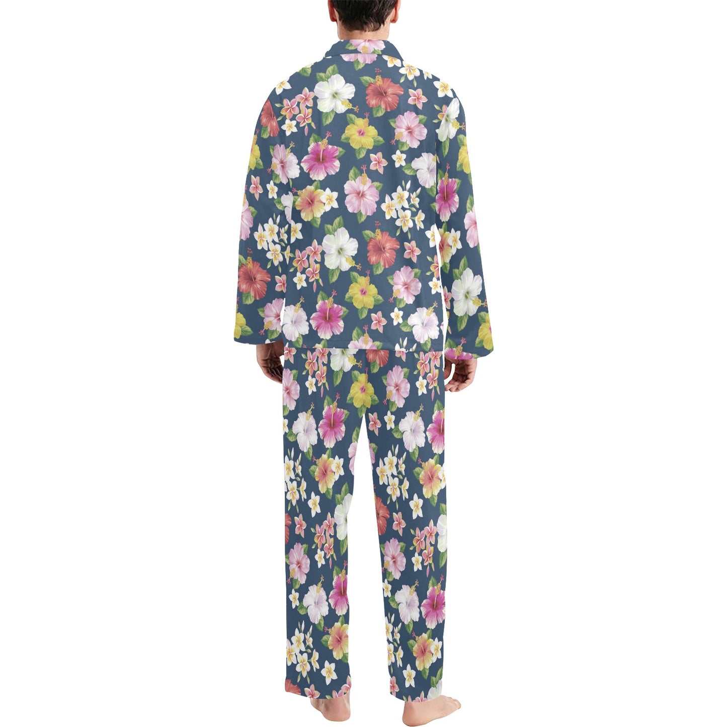 Hibiscus Sweet Print Design LKS304 Men's Long Pajama Set