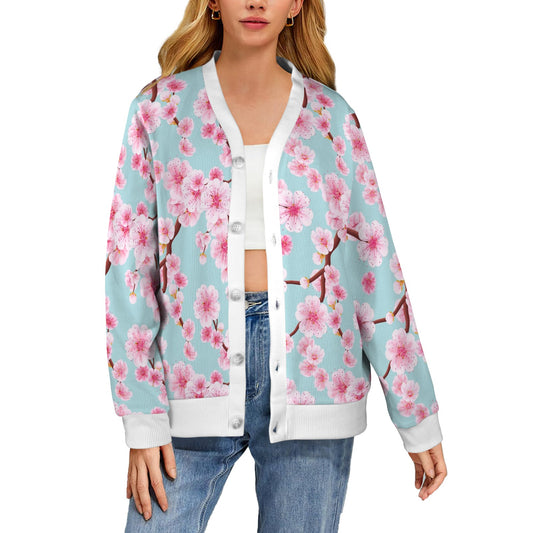Cherry Blossom Pattern Print Design CB04 Women's Cardigan