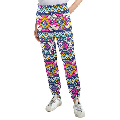Aztec Pink Geometric Print Pattern Women's Casual Track Pants