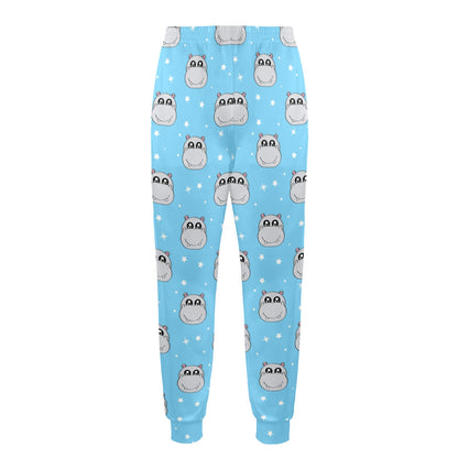 Hippo Design Print Pattern JJ0347 Men's Casual Track Pants