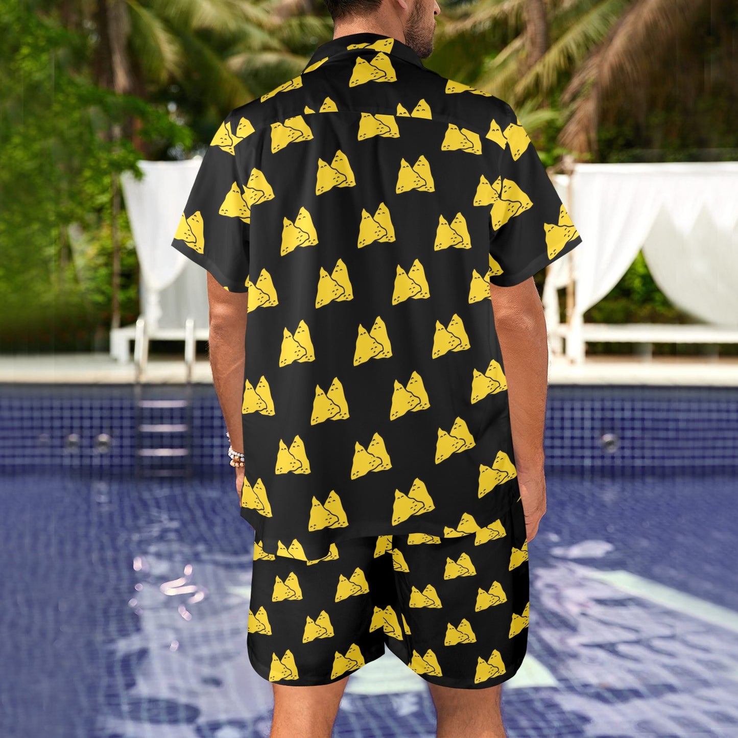 Nachos Pattern Print Design A02 Men's Beach Shirt and Shorts Set