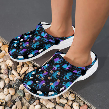 Octopus Blue Design Print Themed Unisex Clogs Shoes