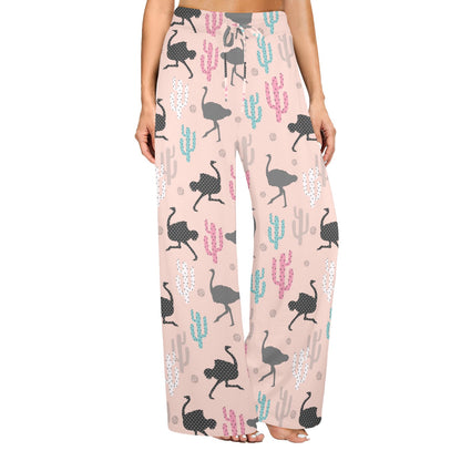 Ostrich Pattern Print Design 03 Women's Wide Leg Lounge Pants
