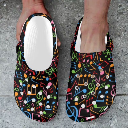 Music Note Colorful Themed Print Unisex Clogs Shoes
