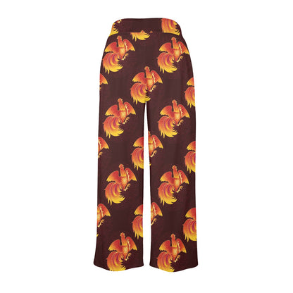 Rooster Pattern Print Design A04 Women's Wide Leg Lounge Pants