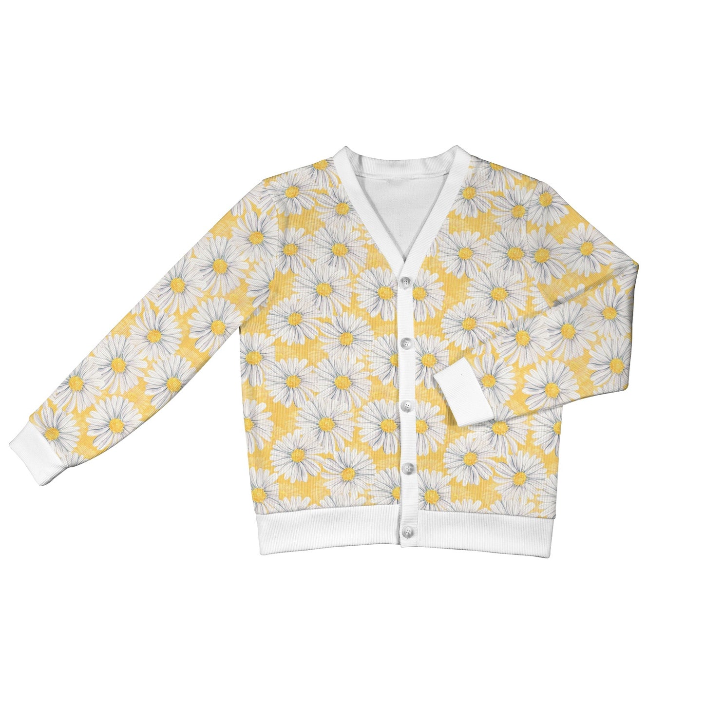 Daisy Yellow Watercolor Print Pattern Women's Cardigan