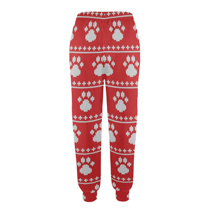Knit Paw Pattern Print Design 03 Women's Casual Track Pants