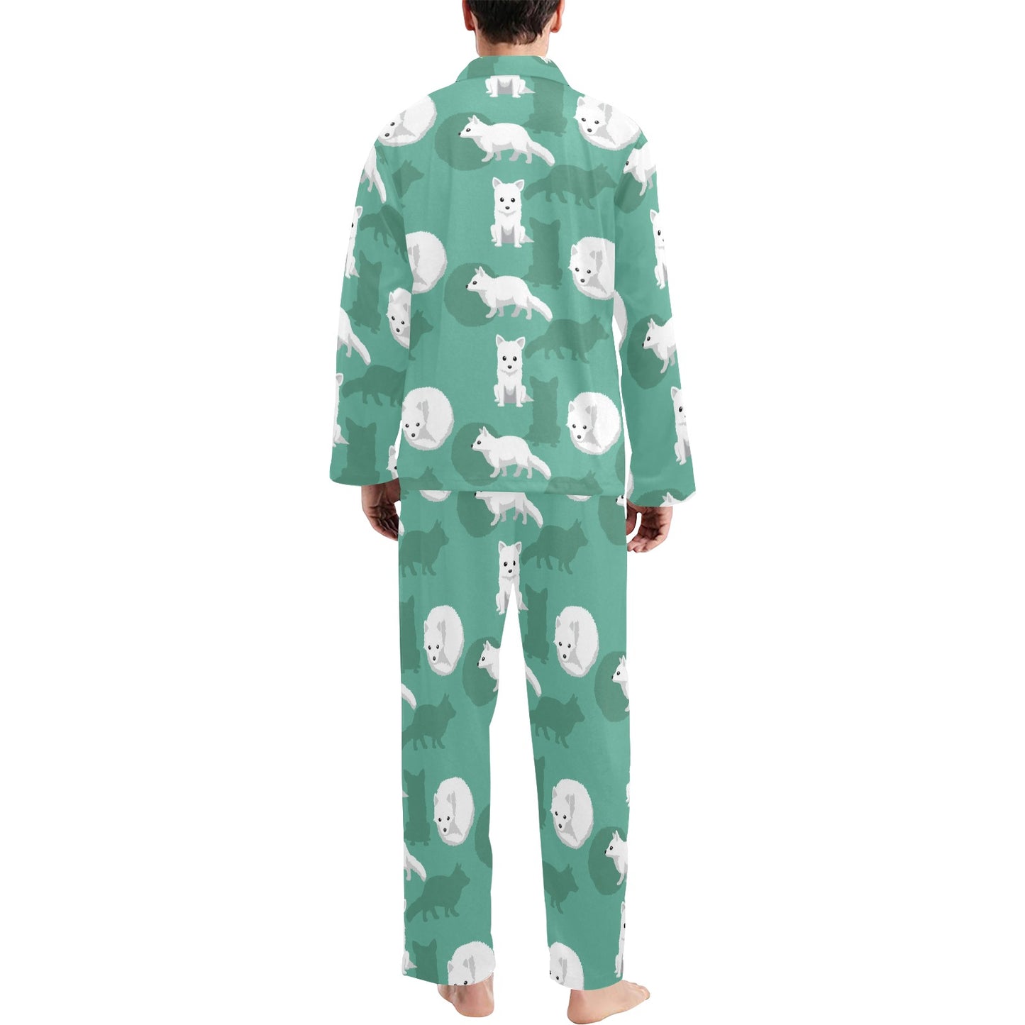 Arctic Fox Pattern Print Design Men's Long Pajama Set