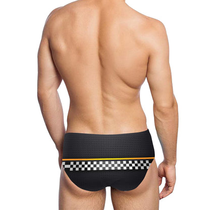 Checkered Flag Yellow Line Style Men's Swimming Briefs