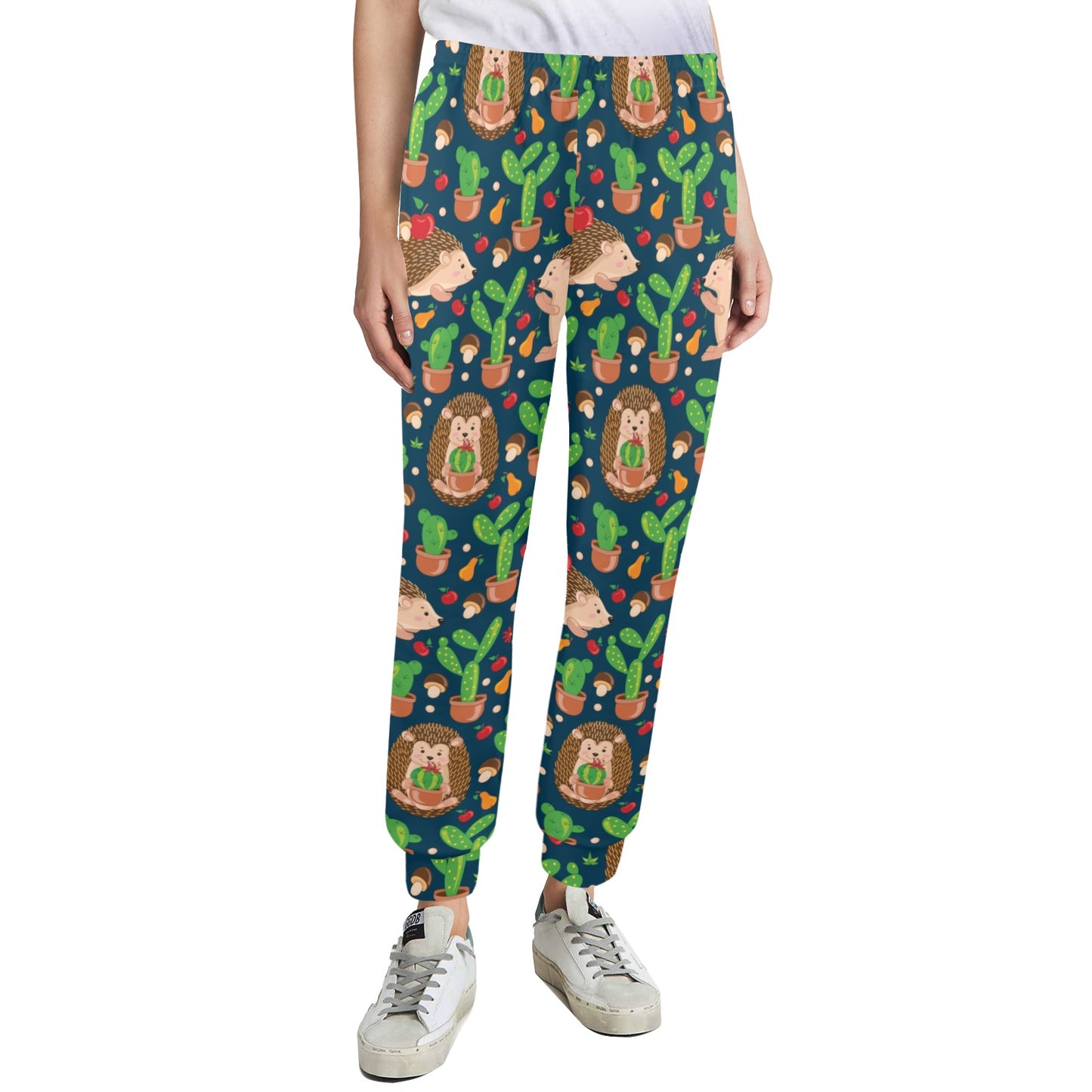 Hedgehog Cactus Pattern Print Design 04 Women's Casual Track Pants