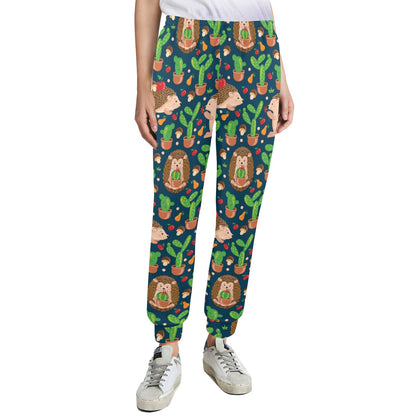 Hedgehog Cactus Pattern Print Design 04 Women's Casual Track Pants