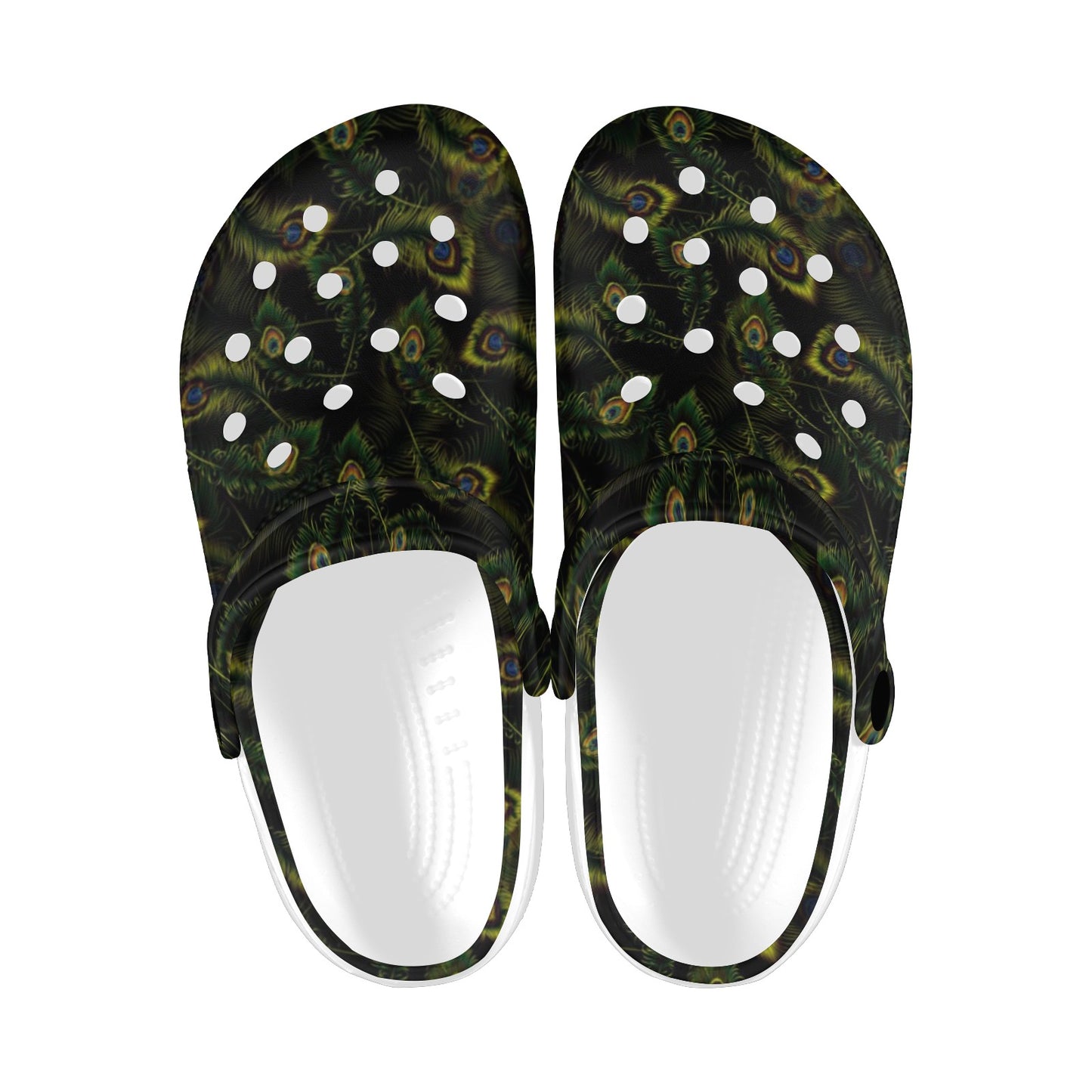 Peacock Feather Pattern Design Print Unisex Clogs Shoes