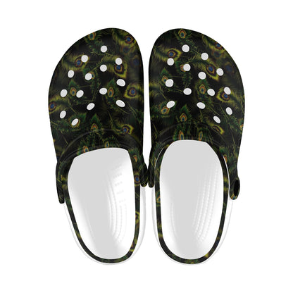 Peacock Feather Pattern Design Print Unisex Clogs Shoes