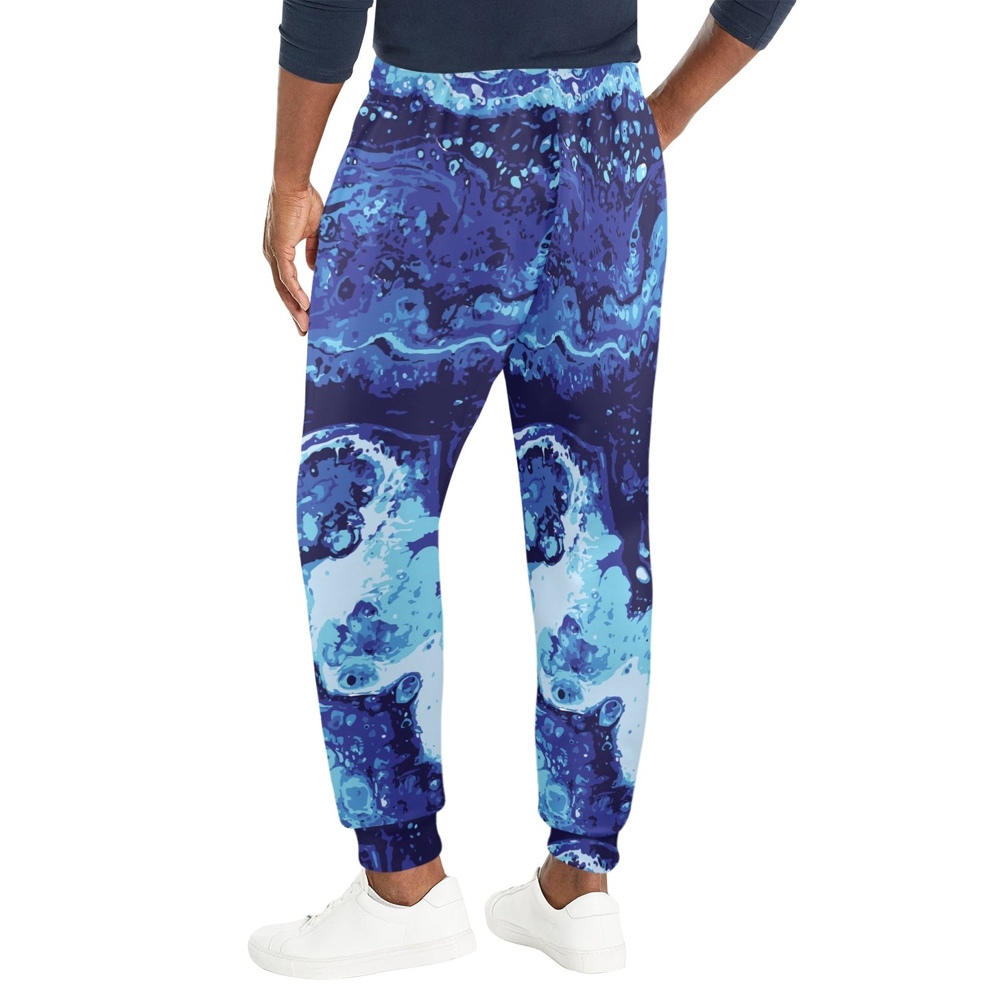 Ocean Liquid Pattern Print Design A03 Men's Casual Track Pants