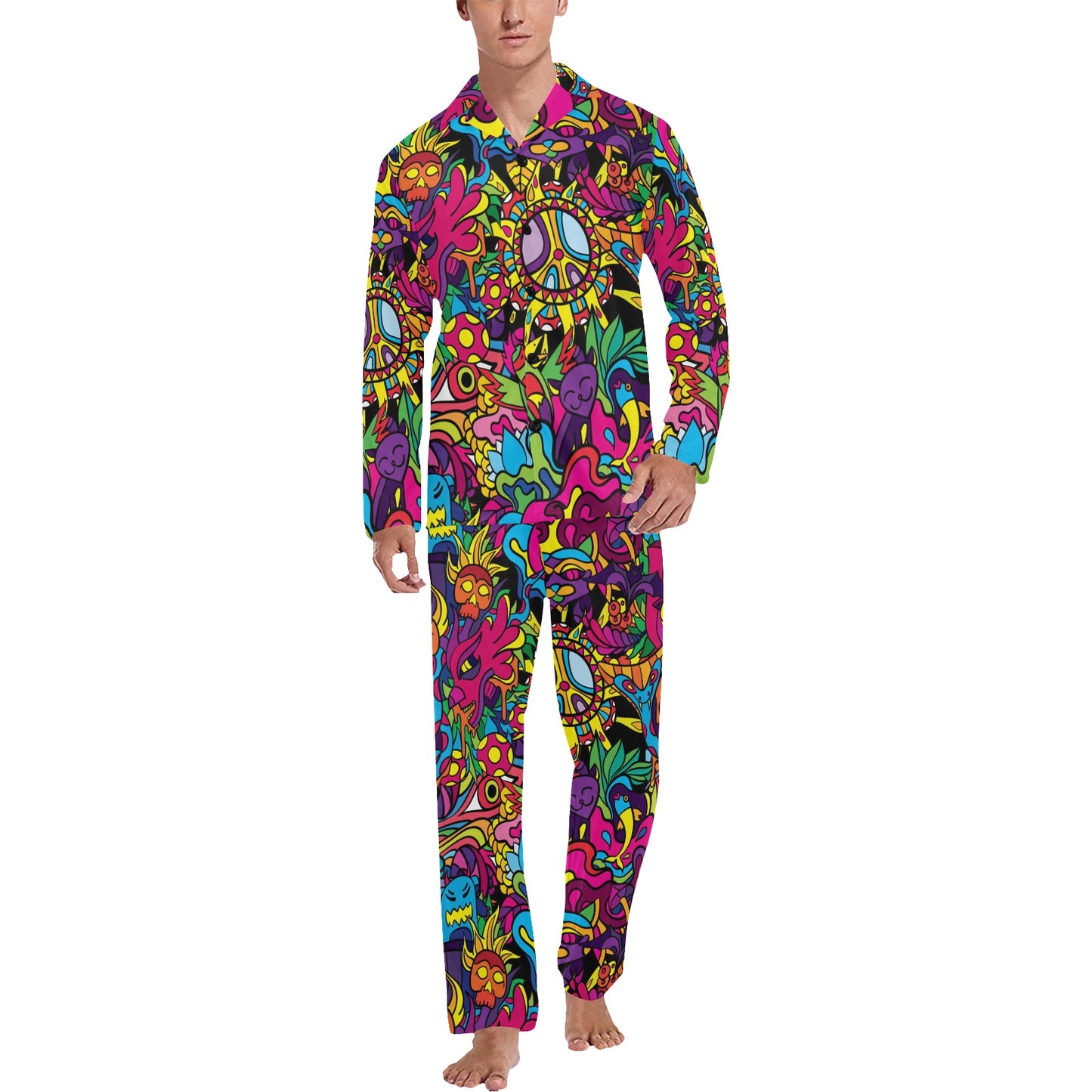 Trippy Print Design LKS304 Men's Long Pajama Set