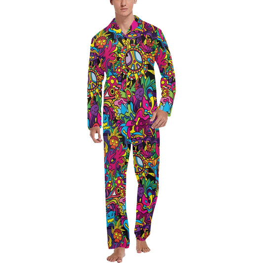 Trippy Print Design LKS304 Men's Long Pajama Set