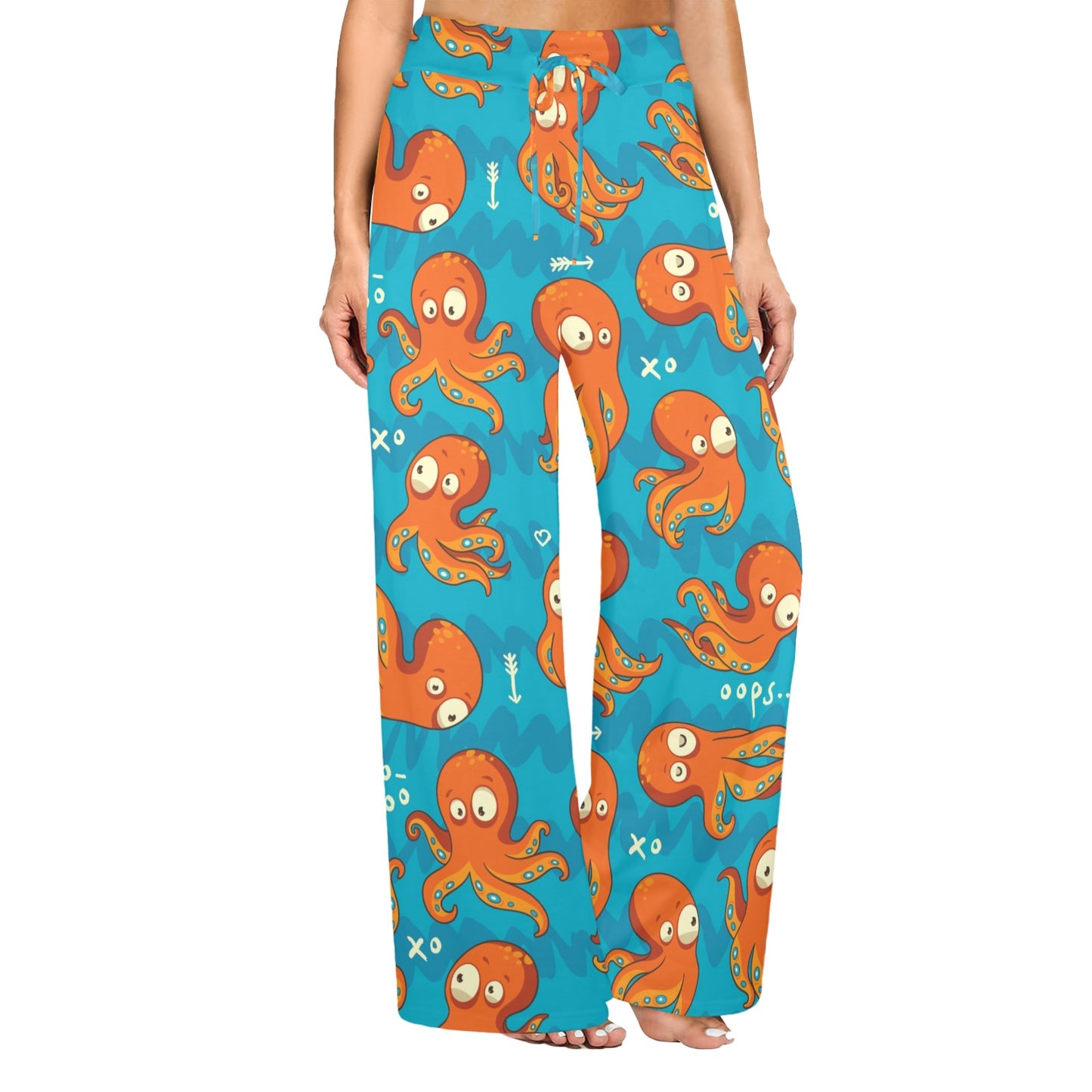 Octopus Pattern Print Design A02 Women's Wide Leg Lounge Pants