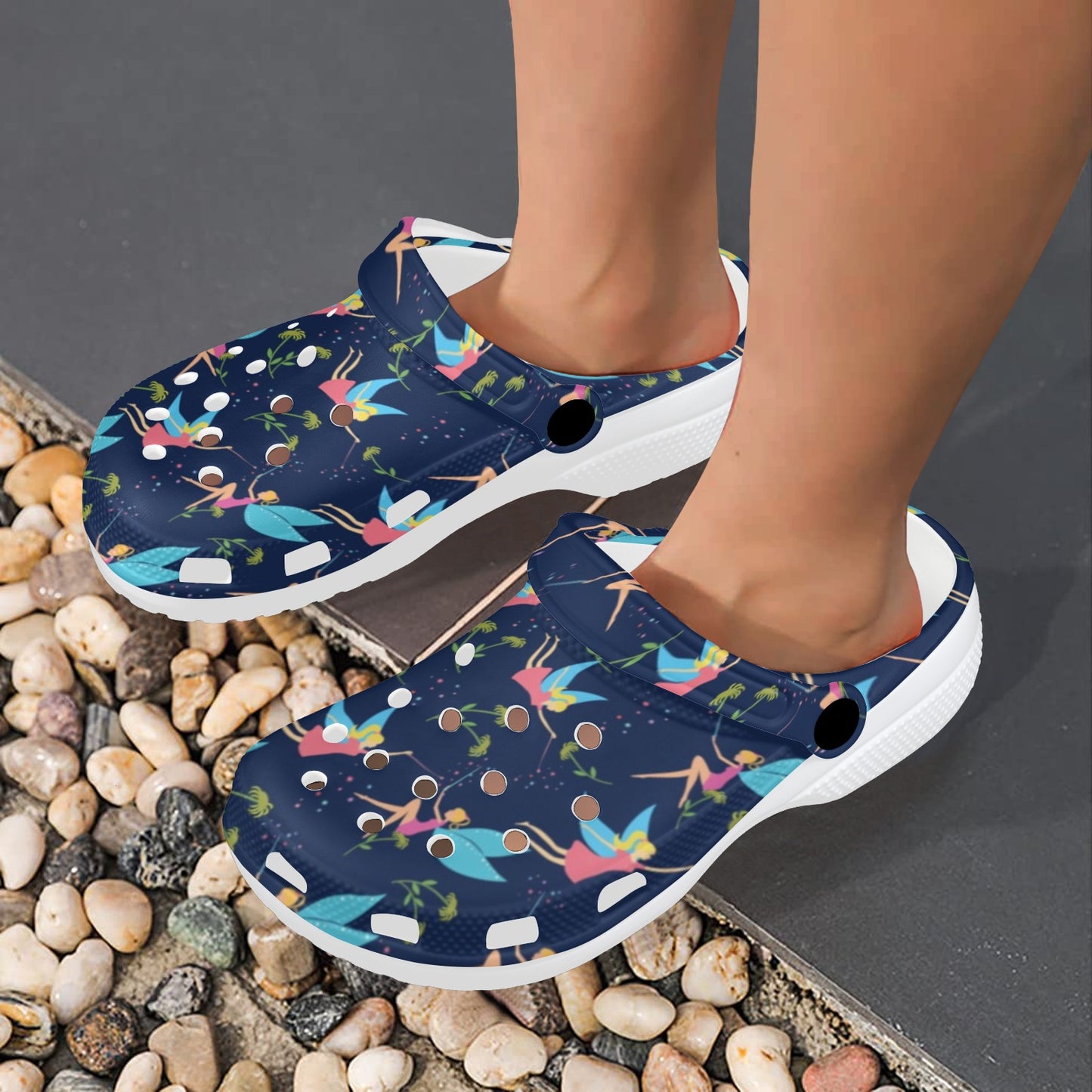 Fairy with flower Print Pattern Unisex Clogs Shoes