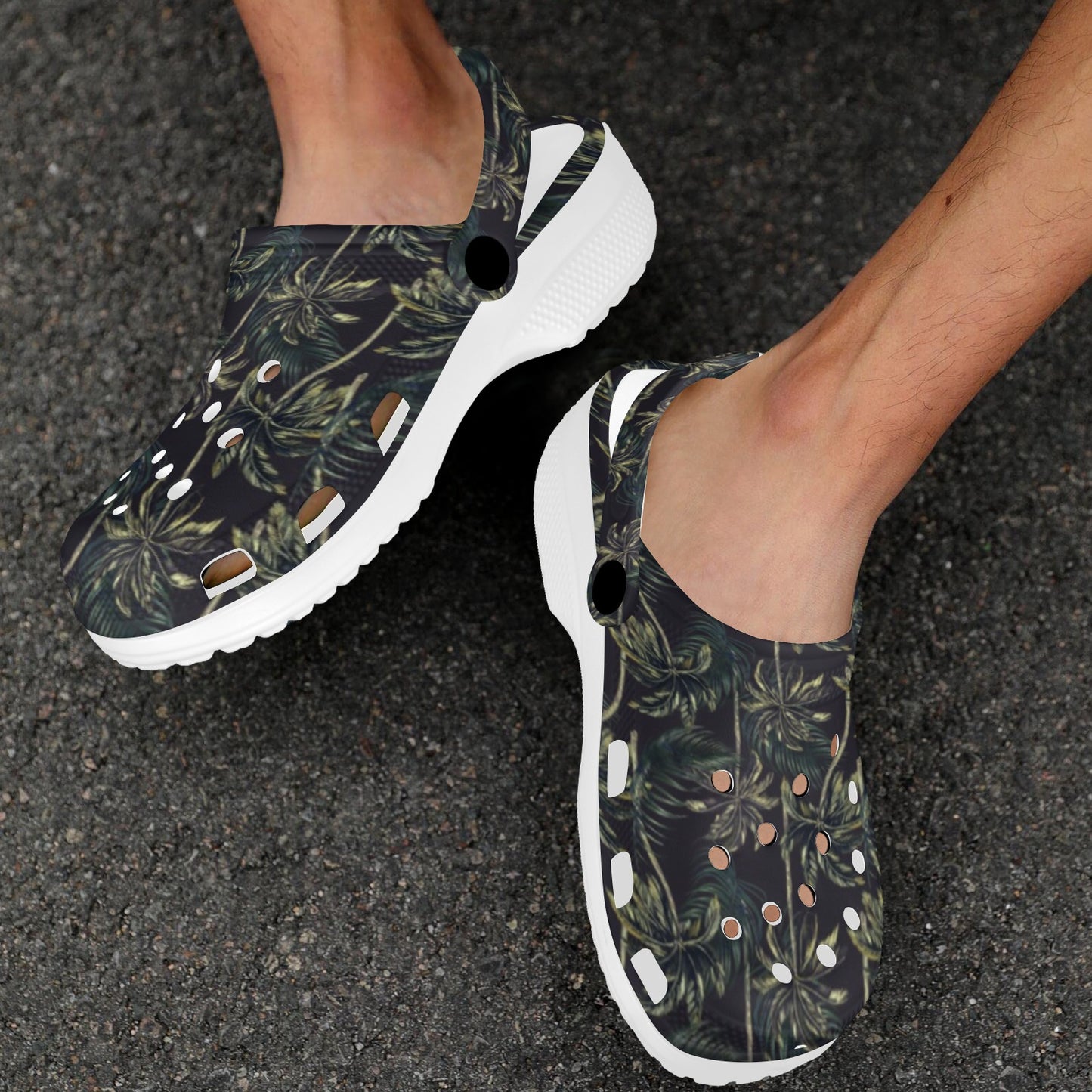 Palm Tree Background Design Print Unisex Clogs Shoes