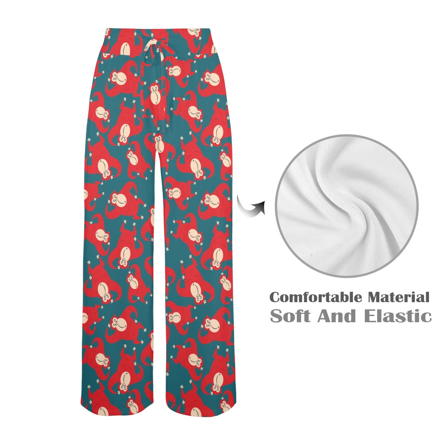 Chimpanzee Pattern Print Design 04 Women's Wide Leg Lounge Pants
