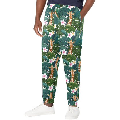 Giraffe Jungle Design Print Men's Casual Track Pants