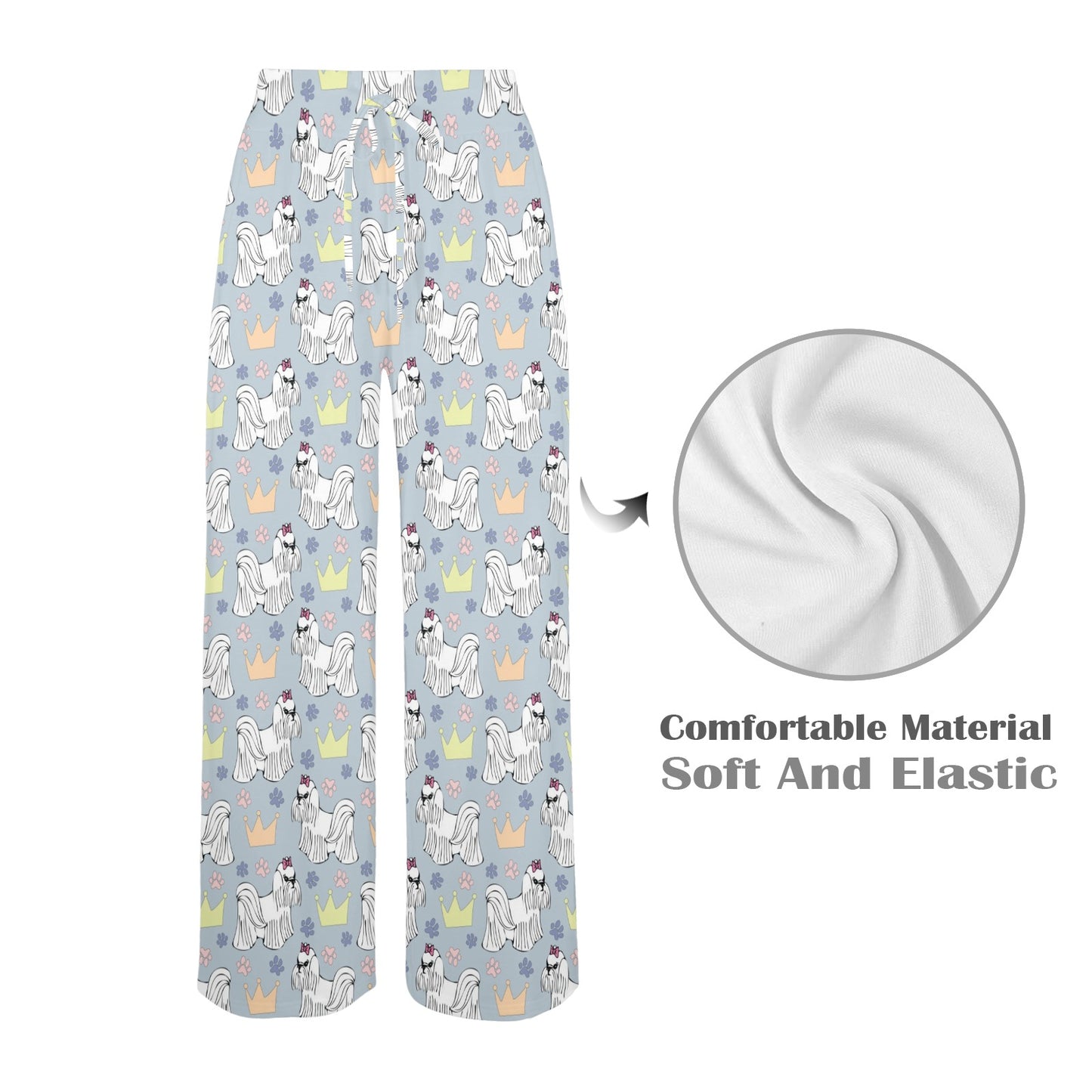 Maltese Pattern Print Design 04 Women's Wide Leg Lounge Pants