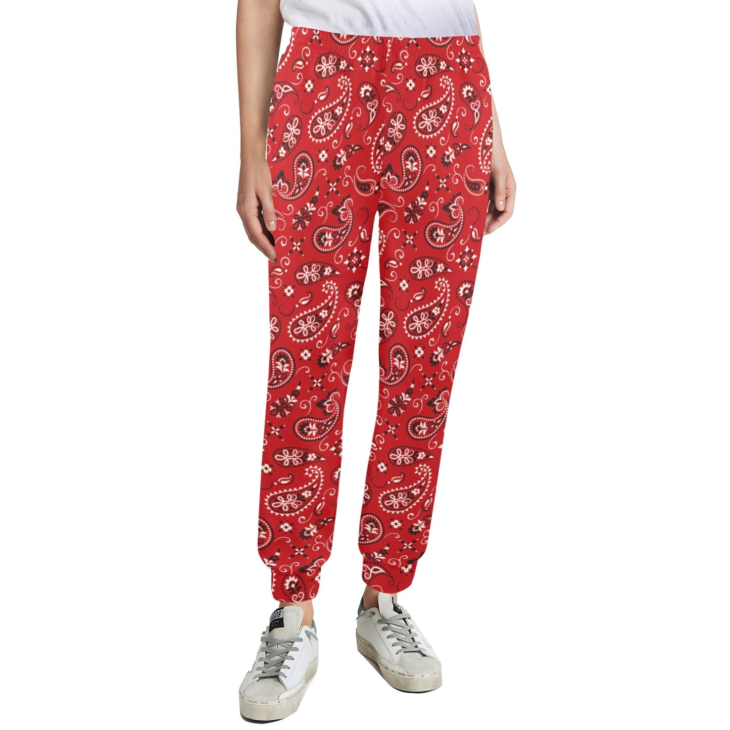 Bandana Paisley Red Print Design LKS3011 Women's Casual Track Pants