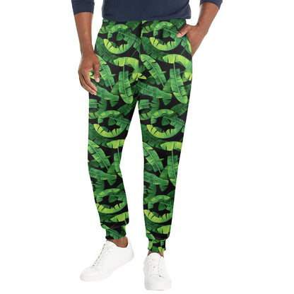 Banana Leaf Pattern Print Design 02 Men's Casual Track Pants