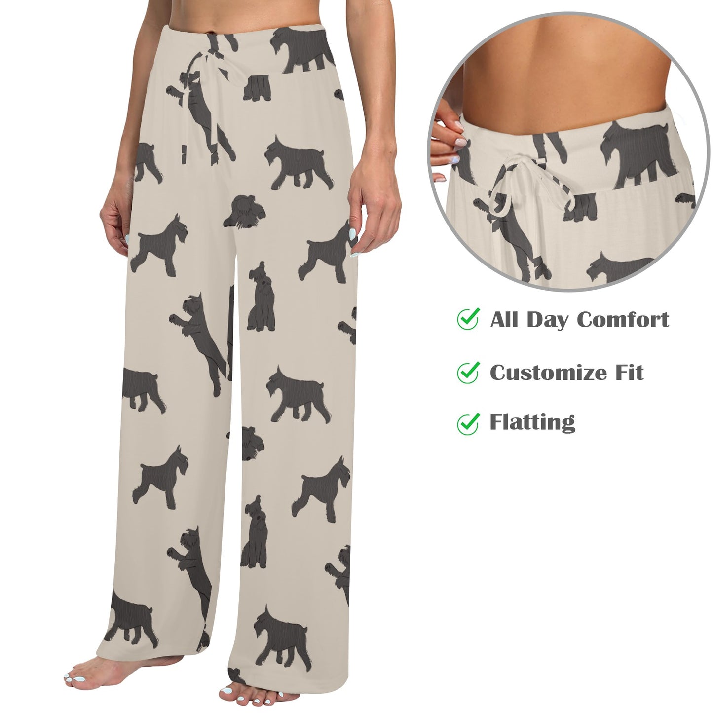Schnauzers Pattern Print Design A06 Women's Wide Leg Lounge Pants