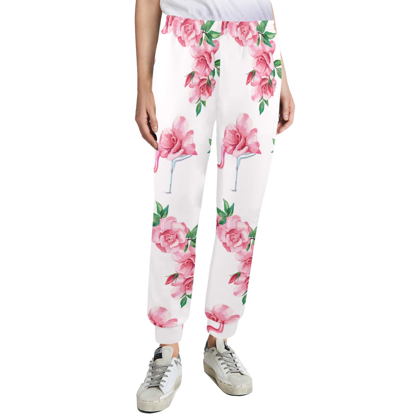 Flamingo Rose Pattern Women's Casual Track Pants