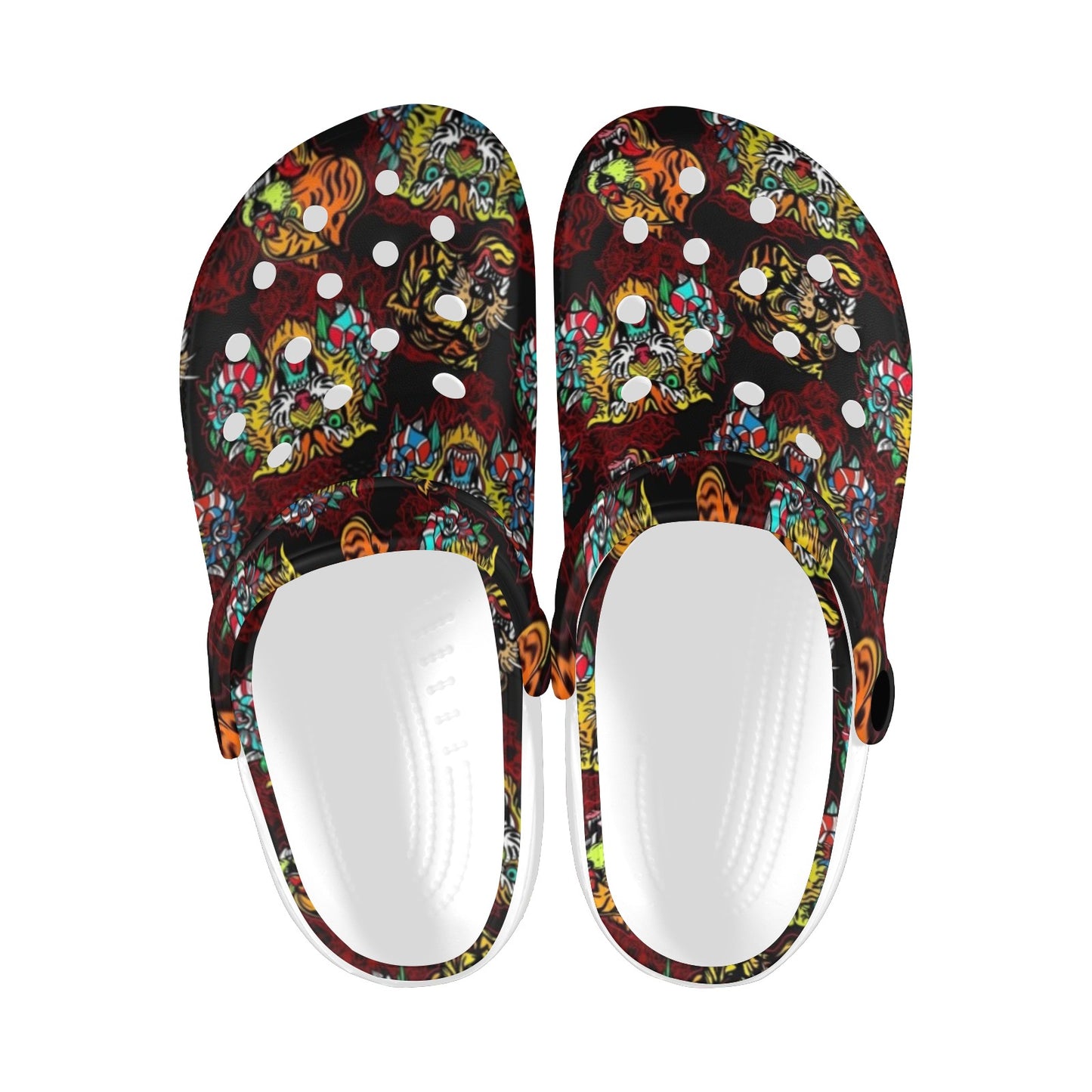 Tattoo Tiger Colorful Design Unisex Clogs Shoes