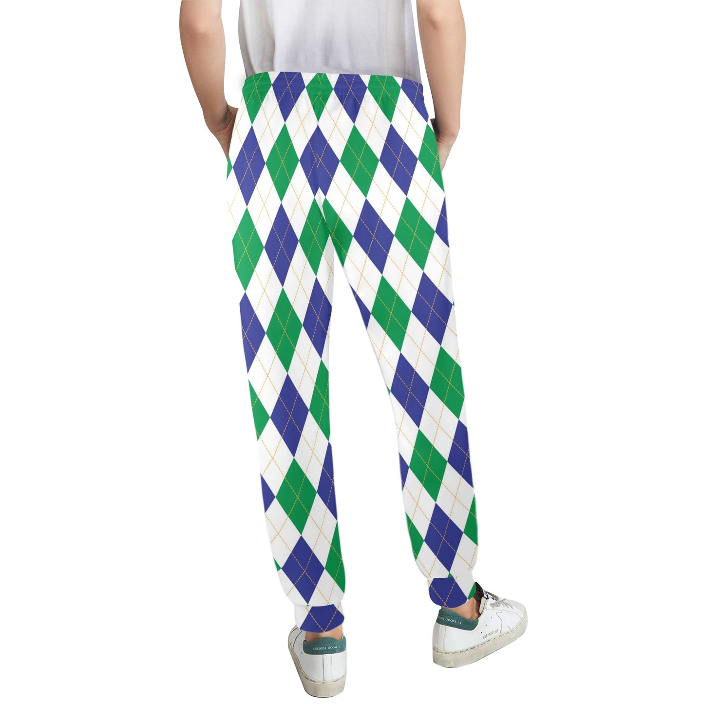 Argyle Green Blue Pattern Print Design 03 Women's Casual Track Pants