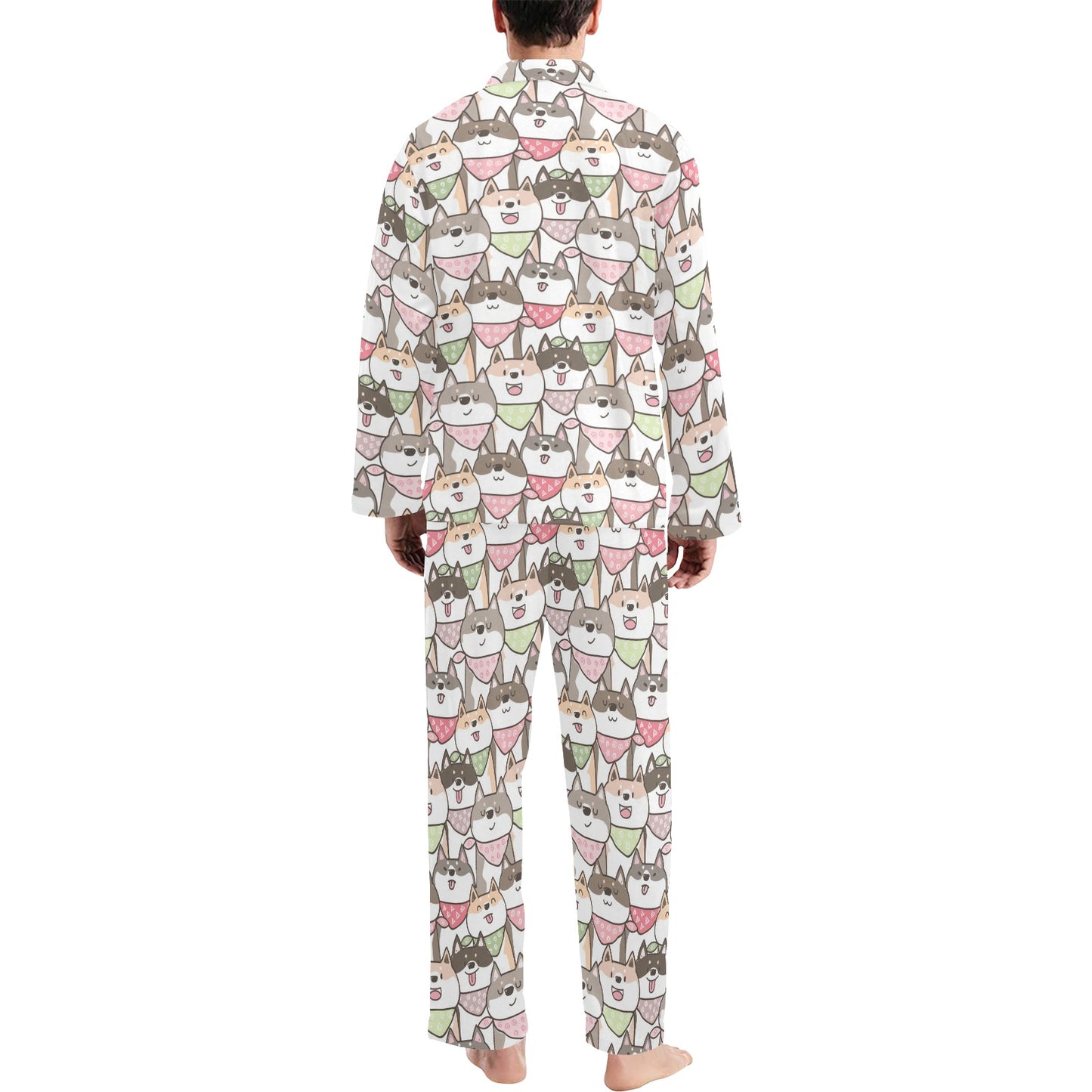 Shiba Inu Print Design LKS305 Men's Long Pajama Set