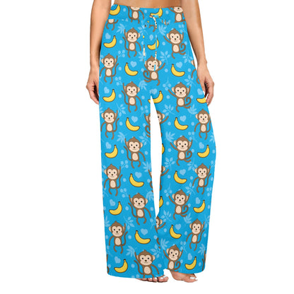 Monkey Pattern Print Design 05 Women's Wide Leg Lounge Pants
