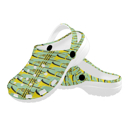 Trumpet Vintage Design Print Unisex Clogs Shoes