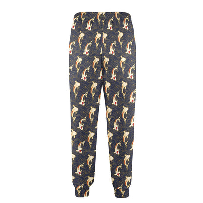 Koi Carp Japanese Design Themed Print Men's Casual Track Pants