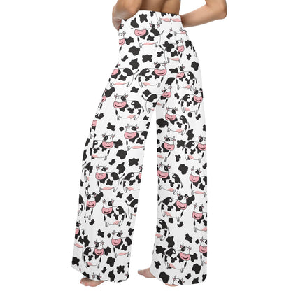 Cow Pattern Print Design 02 Women's Wide Leg Lounge Pants