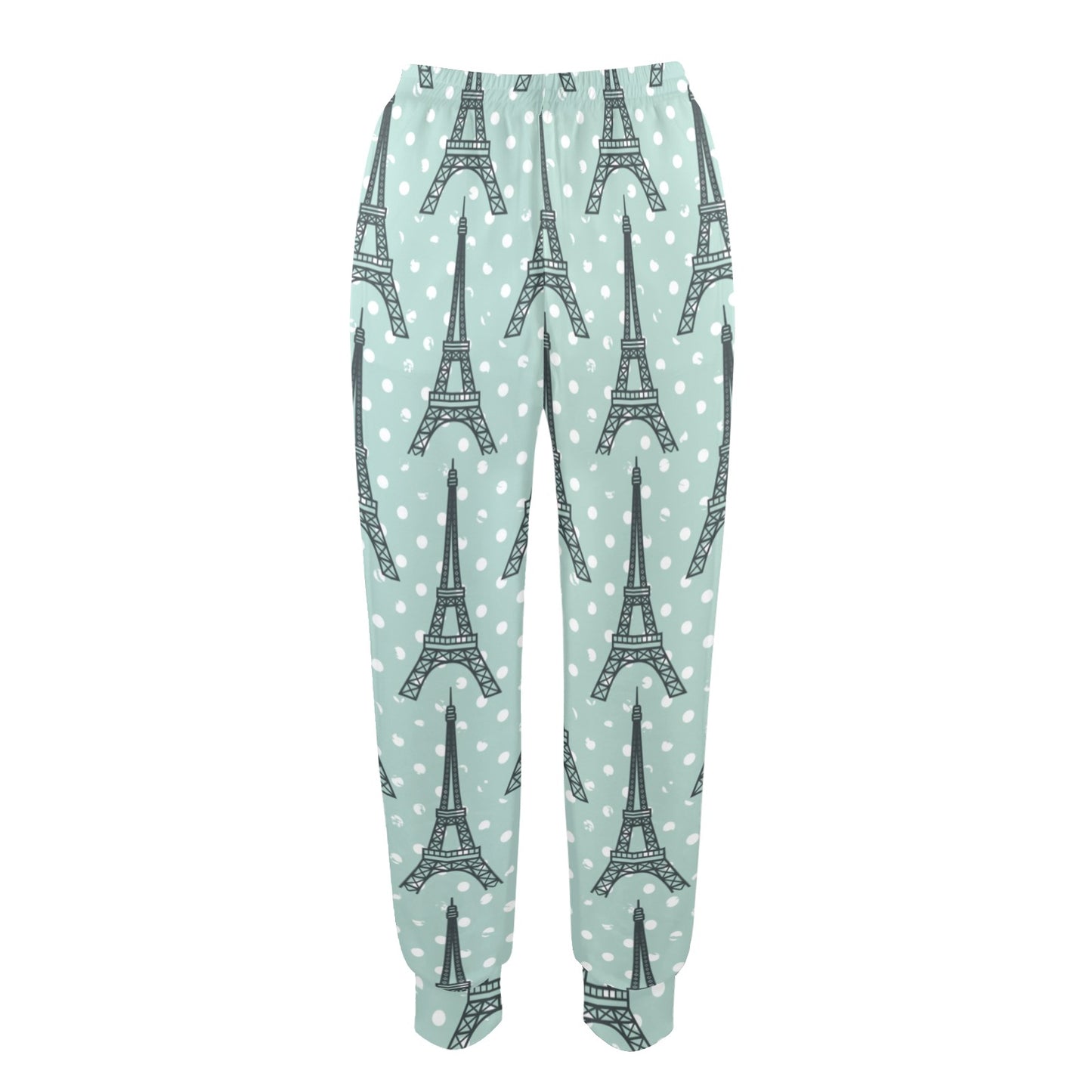 Eiffel Tower Polka Dot Print Women's Casual Track Pants