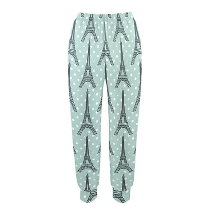 Eiffel Tower Polka Dot Print Women's Casual Track Pants
