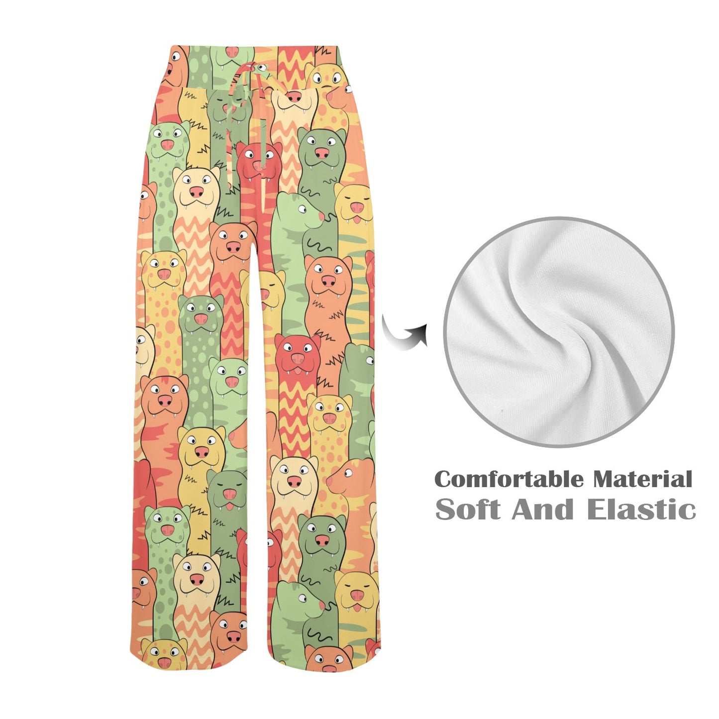 Ferret Pattern Print Design 01 Women's Wide Leg Lounge Pants