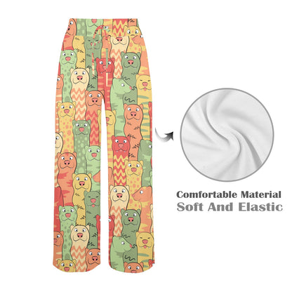 Ferret Pattern Print Design 01 Women's Wide Leg Lounge Pants