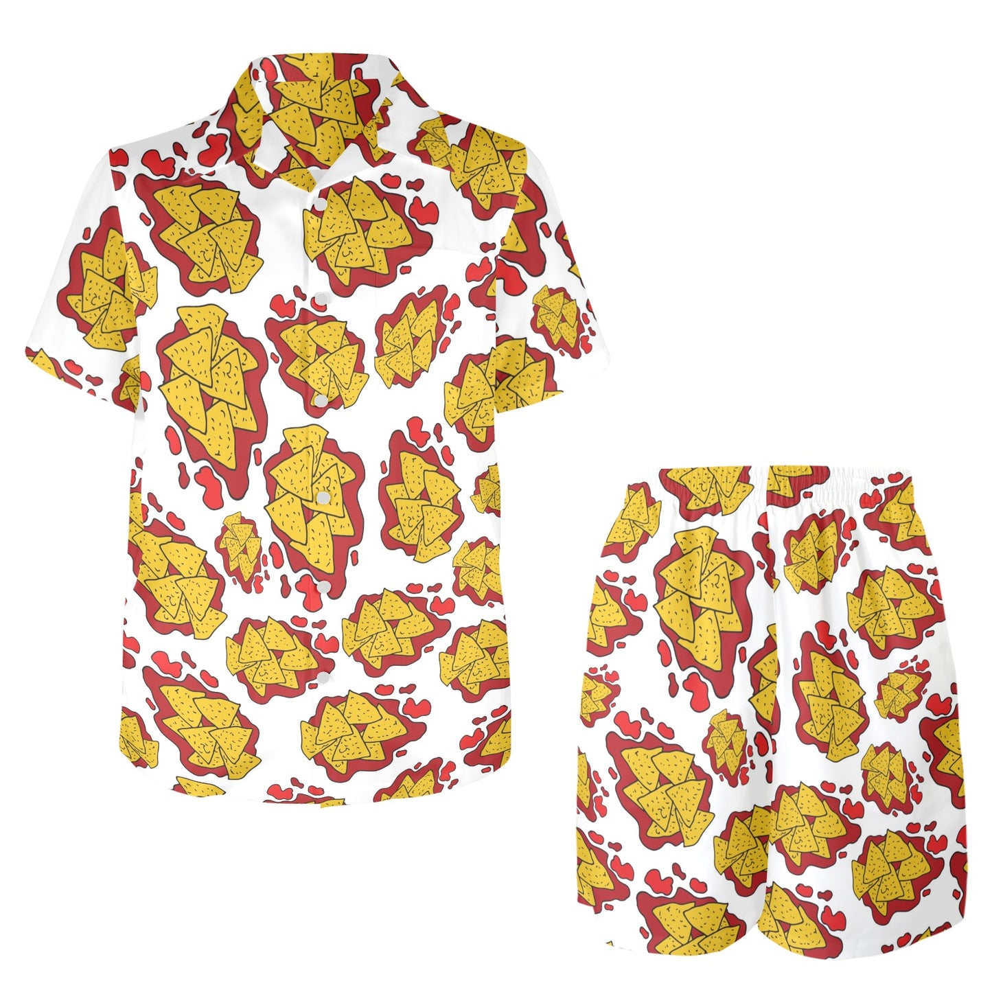 Nachos Pattern Print Design A03 Men's Beach Shirt and Shorts Set